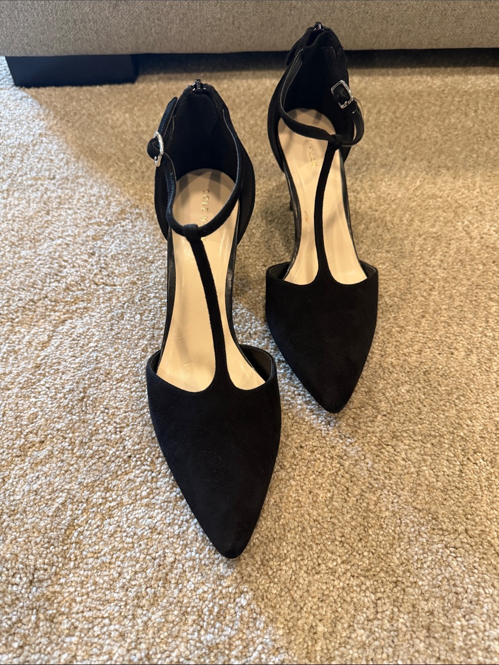 Cole Haan T-Strap Pointed Toe Women's Heels - Black